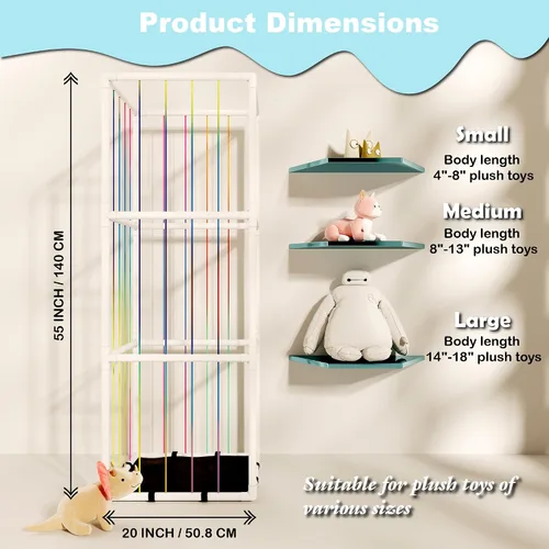 Miniatura 6 de Zoológico de almacenamiento de animales de peluche, jaula de animales de peluche de tubo de PVC de 58 pulgadas de alto, estante extra grande