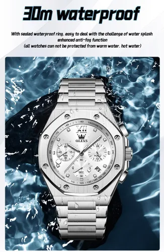 Miniatura 5 de OLEVS - Relojes de acero inoxidable para hombre, reloj de negocios y vestir de gran tamaño, fácil de leer, analógico, impermeable, luminoso, casual