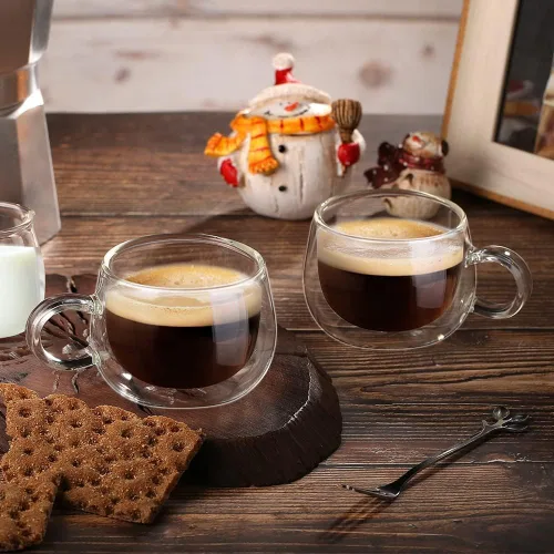 Miniatura 5 de Glastal Calidad Alemana 4 Oz Tazas de Espresso de Vidrio Aislada de Doble Pared, Tazas de Café Espresso, Tazas de Espresso Dobles, Tazas Demitasse