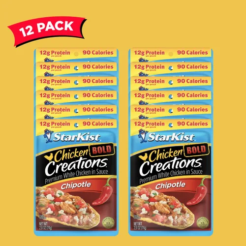 Miniatura 174 de StarKist Chicken Creations BOLD - Bolsa estilo búfalo (5 onzas, 12 unidades) Carne blanca totalmente cocida con alto contenido de proteínas, sin