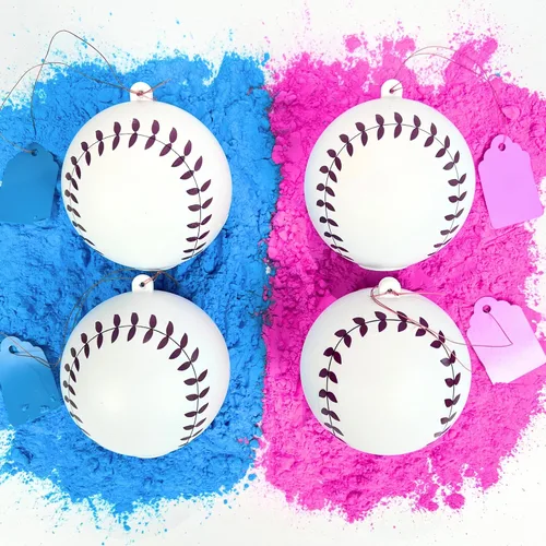 Miniatura 8 de Juego de béisbol para revelación de género, bolas azules y rosadas, explosivas con polvo, la mejor idea para niños o niñas, fiesta reveladora