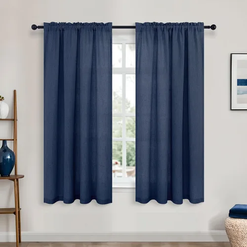 Miniatura 7 de KOUFALL Juego de 2 cortinas de puerta francesa, cortinas de lino para puerta/ventana, cortina transparente boho para cristal lateral delantero