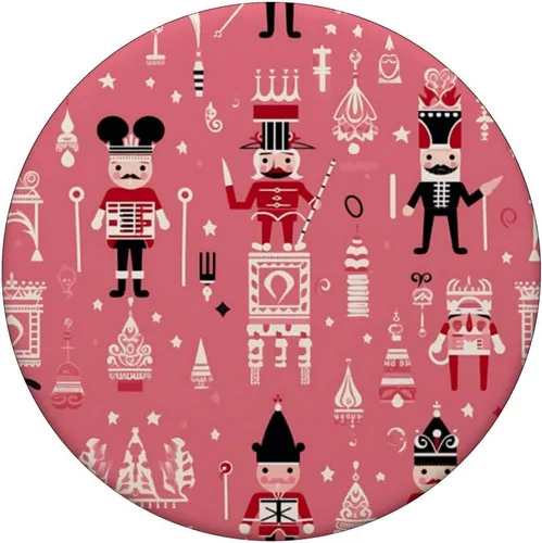 Miniatura 3 de PopSockets PopGrip estándar con temática navideña de cascanueces de Navidad rosa