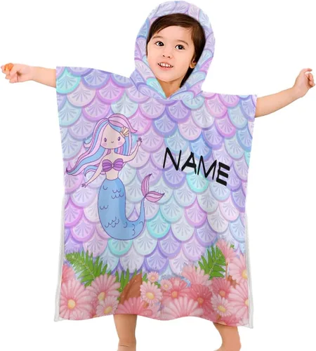Miniatura 9 de Toalla de baño personalizada con capucha para niños, añade tu nombre, lindo poncho de natación de tiburón, toalla de playa personalizada con capucha