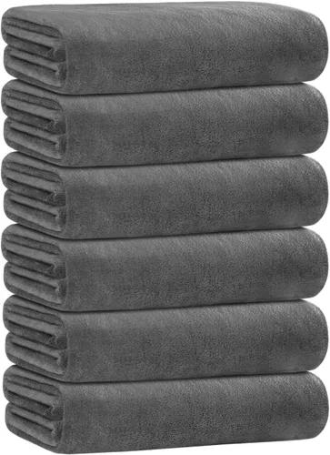 Miniatura 101 de JML Toallas de microfibra, juegos de toallas de baño (paquete de 6, 27 x 55 pulgadas), extra absorbentes, de secado rápido, multiusos, para baño