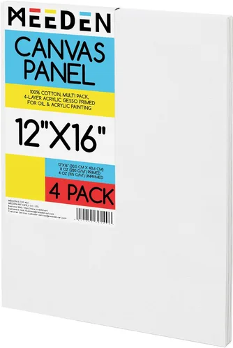 Miniatura 16 de MEEDEN Paquete de 12 tableros de lona 100% algodón para pintar, paneles de lienzo en blanco de 5 x 7 pulgadas para pintura al óleo y acrílica