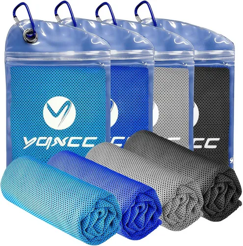 Miniatura 8 de YQXCC Paquete de 4 toallas refrescantes de 40 x 12 pulgadas, toallas de hielo de microfibra para cuello y cara, trapos suaves y transpirables para 2