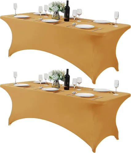 Miniatura 100 de Mantel de elastano para mesas de 4, 6 u 8 pies, mantel elástico universal ajustable para fiestas, banquetes, bodas y eventos - Verde manzana