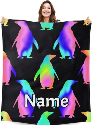 Miniatura 14 de Manta de pingüino para regalo, 40 x 30 pulgadas, bonita manta para niños, niñas y niños, manta negra suave y mullida para regazo y silla