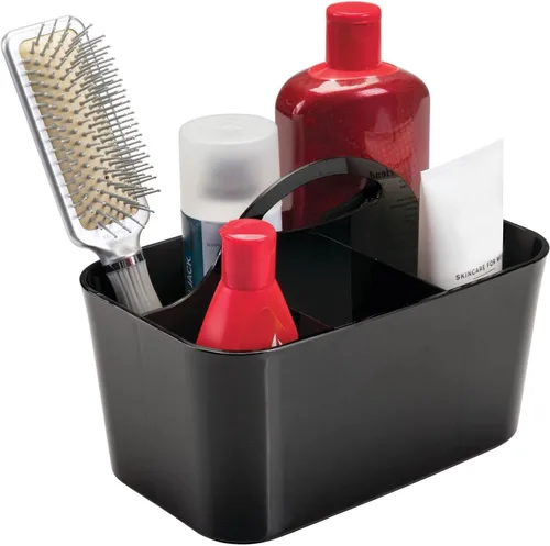 Organizador de plástico portátil de mDesign, cesta dividida, asa para baño, dormitorio, jabón de manos, lavado corporal, champú, acondicionador,