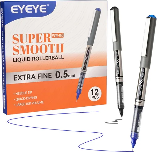 Miniatura 9 de EYEYE Bolígrafos de punta redonda de 0.020 in, punta de aguja, paquete de 12 bolígrafos de punta extrafina de 3 colores de secado rápido, bolígrafos