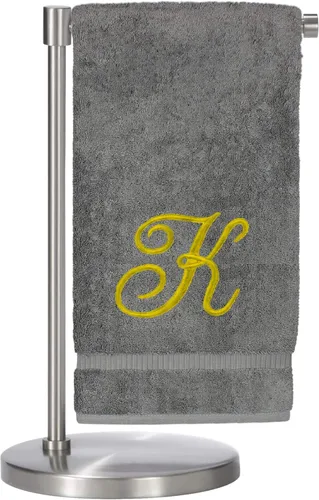 Miniatura 162 de Script R - Toalla de baño con monograma, regalo personalizado, 27 x 54 pulgadas, juego de 1 toalla bordada con texto dorado, 100% algodón turco