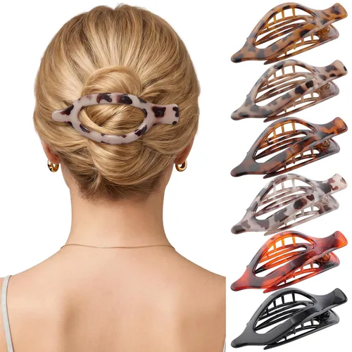 Miniatura 17 de Pinzas de pelo planas francesas para mujer, 6 pinzas planas para cabello fino y grueso, agarre fuerte, agarre antideslizante, pinzas para el cabello