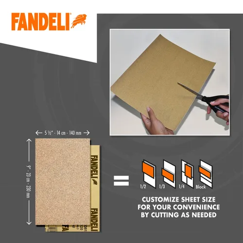 Miniatura 6 de Fandeli Papel de lija multiusos Granos surtidos (80,120,220) 50 hojas de 23 x 28 cm Perfecto para lijar metal y lijar madera Lijado a mano