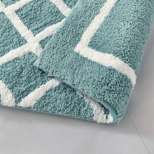 Miniatura 4 de Madison Park Bittman - Alfombra de baño reversible de pelo alto, lujosa, copetuda, absorbente, de secado rápido, diseño geométrico, decoración