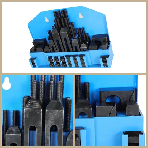 Miniatura 2 de Kit de sujeción de abrazadera de sujeción con ranura en T de 1/2 pulgada, 58 piezas, repuesto para fresadora Bridgeport con caja de almacenamiento