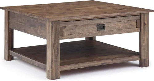 Miniatura 18 de Simpli Home Monroe Mesa de centro/de café rectangular, color marrón desgastado, Madera Noble, Carbón Marrón Envejecido