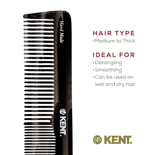Miniatura 6 de Kent 16TG Peine de tocador para el cabello, doble diente, grafito fino/ancho para cabello, barba y bigote, peine de peluquería grueso/fino