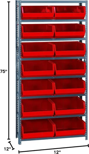 Miniatura 228 de Quantum QSBU-245BK Heavy Duty Shelving Unit with (7) Shelves and (24) QUS245 Black Bins for Garage Warehouse Storage Distribution 400 lb Load