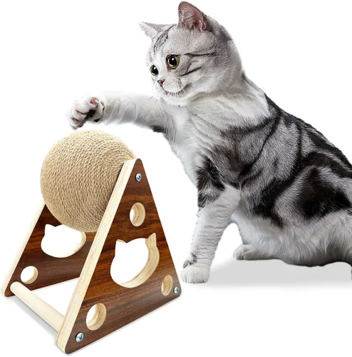 Juguete rascador para gatos, cuerda de sisal natural para gatos, juguete rascador con pelota para gatos, gatitos, perros y cachorros, juguete