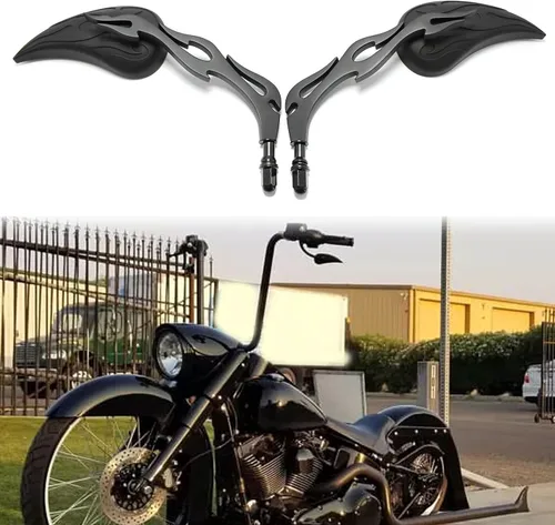Miniatura 7 de Espejos retrovisores negros de 8 mm en forma de lágrima para motocicletas, compatibles con Road King, Street, Electra Glide, Road Glide, Dyna