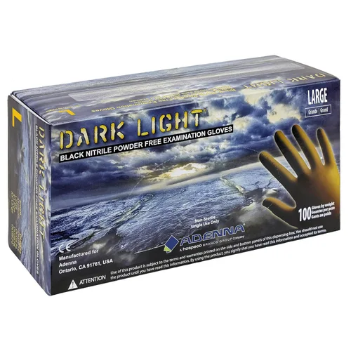 Miniatura 12 de Adenna DLG675 Dark Light - Guantes de examen de nitrilo sin polvo de 9 mil (negro, mediano), caja de 100