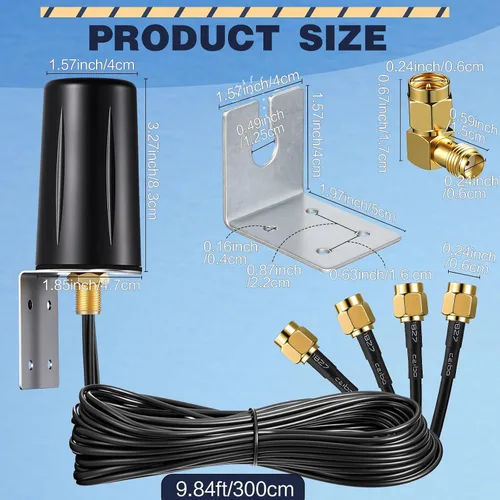 Miniatura 2 de FairySandy 5 unids 5G antena móvil 4x4 MIMO omnidireccional LTE Antena externa con SMA macho a hembra adaptador de ángulo recto para aumentar