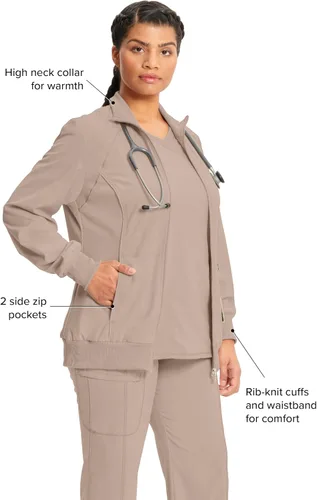 Miniatura 75 de Infinity by Cherokee 2391A - Chaquetas médicas con cremallera frontal para mujer, tela elástica en 4 direcciones