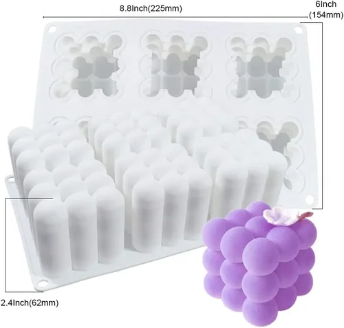 Miniatura 2 de Moldes de vela para hacer velas de burbujas, moldes de silicona para velas de burbujas de 6 cavidades para hacer jabón, molde de pastel de burbujas
