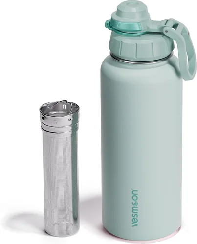 Miniatura 9 de Vesmoon Vessence Botella de infusión de té de acero inoxidable de 24 oz para té de hojas sueltas, agua, hierbas, frutas - Botella aislada de triple