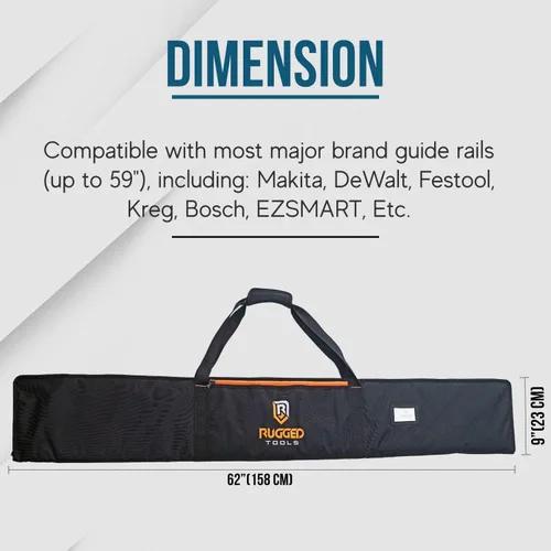 Miniatura 5 de Bolsa de riel guía de Rugged Tools - Bolsa protectora para rieles guía de sierra de hasta 59