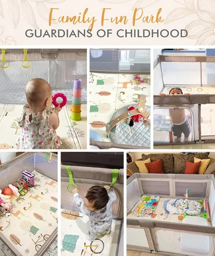 Miniatura 6 de Mloong Corralito para bebés con alfombrilla – 59 x 59 pulgadas corralito extra grande para bebés y niños pequeños, centro de actividades