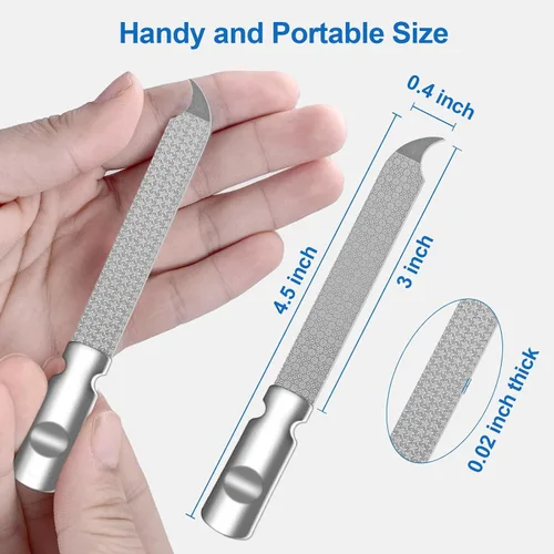 Miniatura 7 de Lima de uñas de metal para uñas naturales, limas de uñas de acero inoxidable con punta afilada y puntiaguda, funda de lima de uñas de doble cara