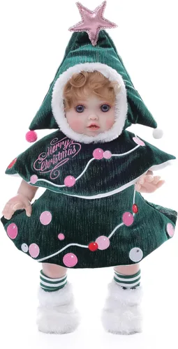 Miniatura 7 de Muñecas de bebé, 18 pulgadas realista Reborn Full Vinyl Baby Doll con pelo rizado, detalles realistas pintados a mano y atuendo acogedor para niñas