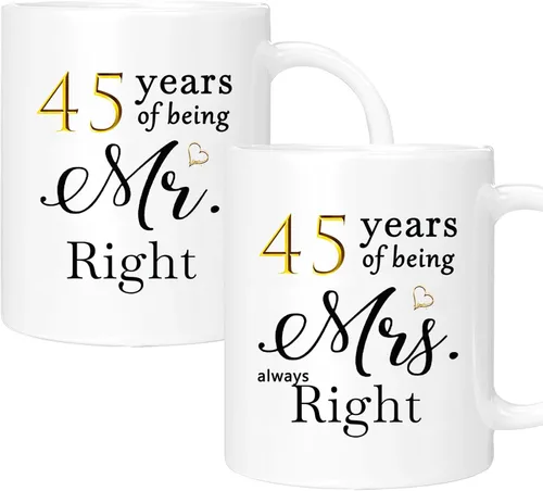 Miniatura 27 de Juego de 2 tazas de café para el 46 aniversario, regalos de boda para parejas, padres, abuelos, hombres, mujeres, marido, esposa, él, ella, caja