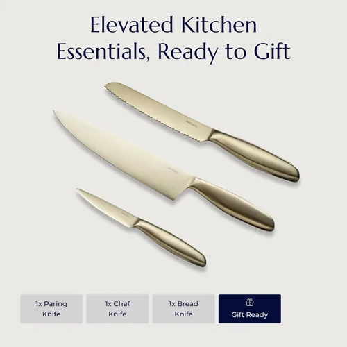 Miniatura 3 de JazzUpCo Juego de cuchillos alemanes de acero inoxidable, aptos para lavavajillas, cuchillos de cocina afilados con precisión, diseño moderno que