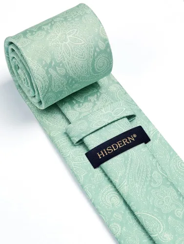 Miniatura 108 de HISDERN Corbatas para hombre, corbata de cachemira y bolsillo cuadrado tejido clásico floral para hombre, corbata de fiesta de boda
