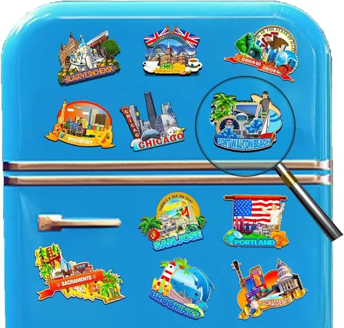 Miniatura 4 de Imán de madera para nevera de Fort Walton Beach Florida, Estados Unidos, Monumentos 3D, recuerdos coleccionables de viaje, decoración hecha a mano