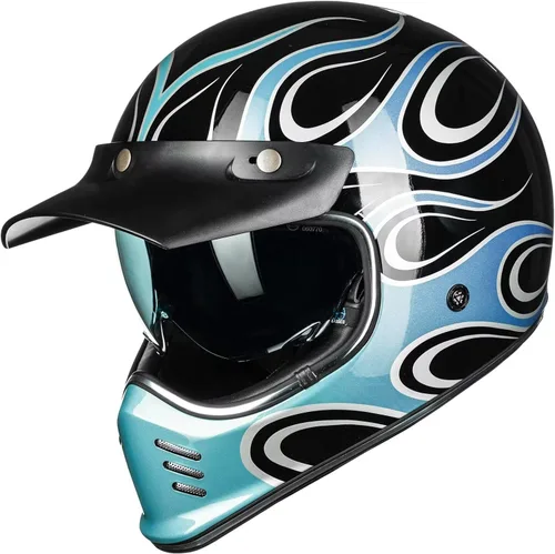 ILM Cascos de motocicleta de cara completa vintage para adultos y hombres, compatible con ciclomotor, cuatrimoto, crucero, scooter, DOT ECE, modelo