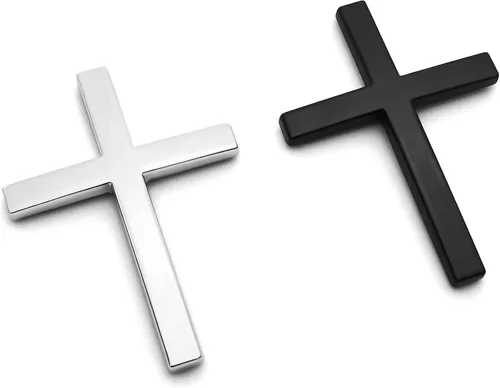 PTDecals 1 calcomanía de metal sólido con emblema de cruz cristiana de Jesús para automóvil, decoración de guardabarros laterales (negro)