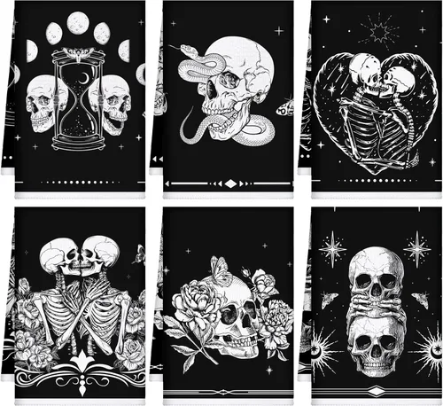 Miniatura 17 de Bencailor - 6 toallas de cocina góticas espeluznantes con tarot, toallas de mano, luna, sol, bruja, té, para fiestas de terror, regalos de baño