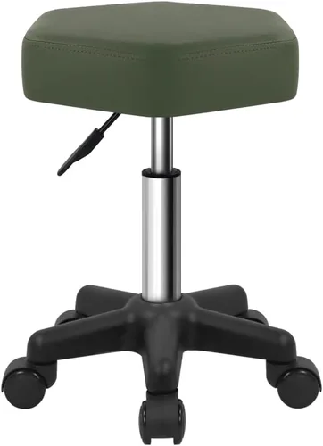 Miniatura 10 de FURWOO Taburete con ruedas hexagonales con ruedas para spa y salón de masaje, color negro