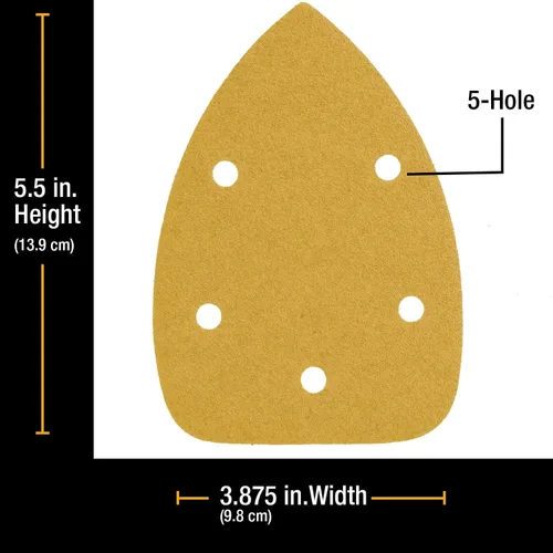 Miniatura 2 de Dura-Gold Hojas de lija de papel de lija prémium con detalle de ratón, grano 60 (caja de 24), discos triangulares de 5 agujeros con gancho y bucle