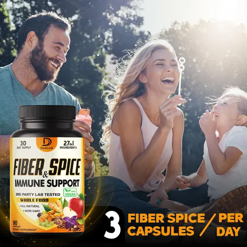 Miniatura 4 de DEDICAD Suplemento de fibra y especias 27 en 1, combinado con psyllium orgánico, manzana entera, saúco y más - Apoya el estado de ánimo, el cuerpo
