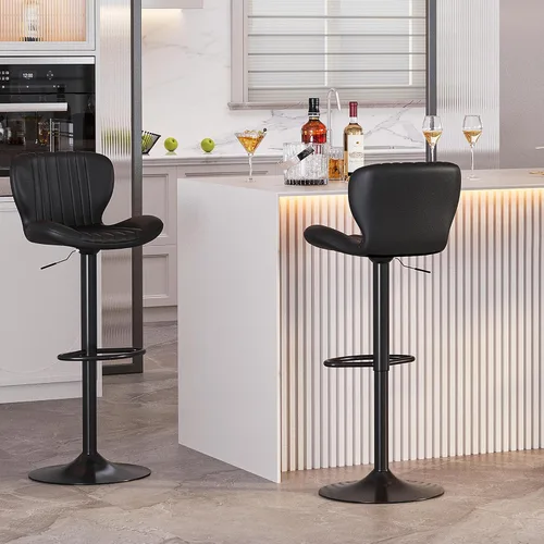 Miniatura 2 de SUNLEI Taburete de bar de altura ajustable, juego de taburetes de bar giratorios, altura de mostrador, taburetes de bar ajustables para encimera