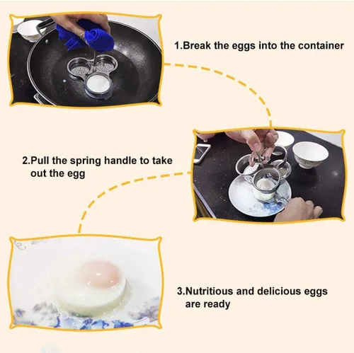 Miniatura 3 de Zerodis Huevo, acero inoxidable antiadherente para hacer huevos escalfados, vaso de caldera de huevos, regalo para padres, madres y amigos (plateado)