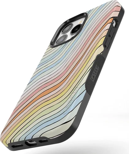 Miniatura 3 de Casely Funda para iPhone 13 Pro Ride The Wave Forro de arcoíris pastel Diseño protector audaz Compatible con MagSafe