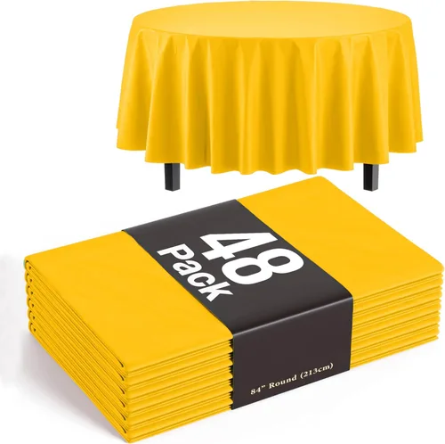 Miniatura 8 de Exquisite Manteles negros para mesas rectangulares, paquete de 48 manteles de plástico desechables de 54 x 108 pulgadas, manteles rectangulares