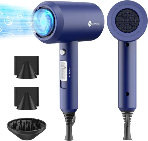 Miniatura 9 de Slopehill Secador de pelo iónico profesional, potente secadora de bajo ruido de secado rápido de 1800 W con 2 boquillas concentradoras, 1 accesorios