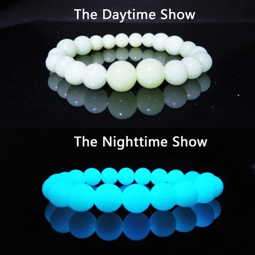 Miniatura 3 de TWINKLING Cuentas que brillan en la oscuridad, piedras solares luminosas, cuentas redondas brillantes con agujero para manualidades, pulseras, Azul